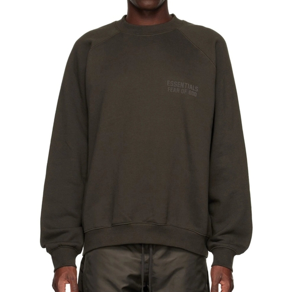 Fear Of God Essentials Unisex Off-Black Fleece Oversized Crewneck Sweatshirt - Picture 1 of 13